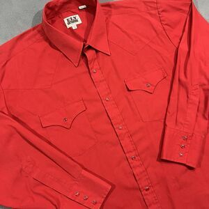 Ely Cattleman Pearl Snap Shirt Mens 17.5/34 Red Cowboy Western Rodeo‎ Rancher